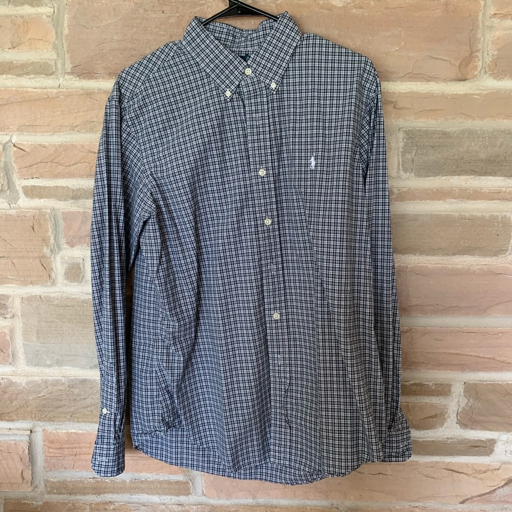 Polo Black and white Custom Fit Button Down